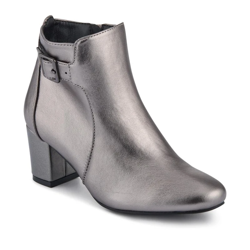 Heeled Buckle Detail Ankle Boots - WBINS38090 / 324 214