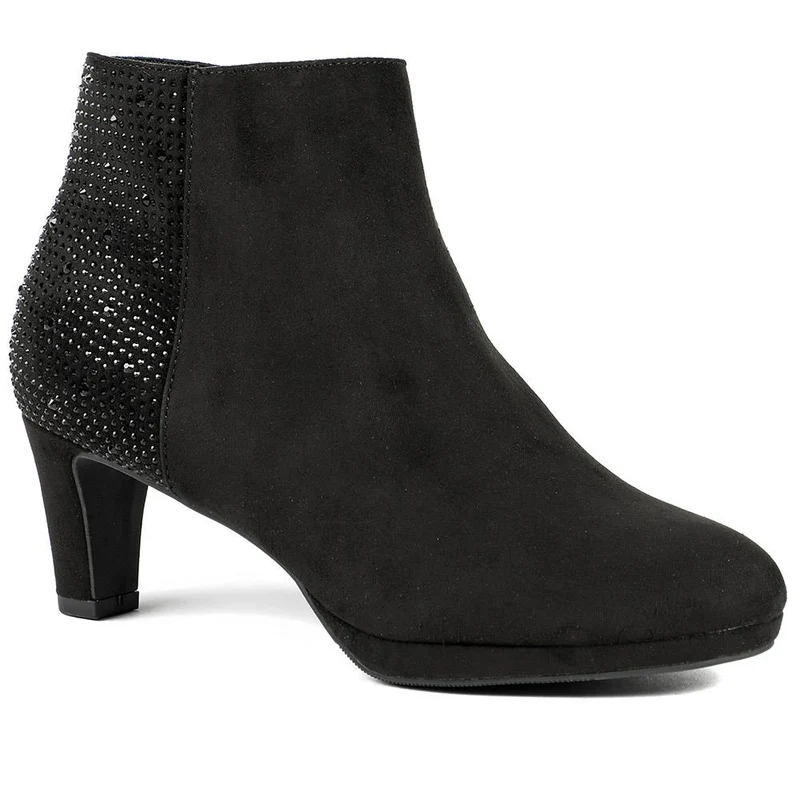Diamente Kitten Heel Ankle Boots - PLAN42010 / 328 402