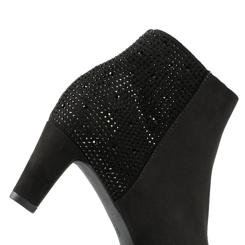 Diamente Kitten Heel Ankle Boots - PLAN42010 / 328 402 - Black