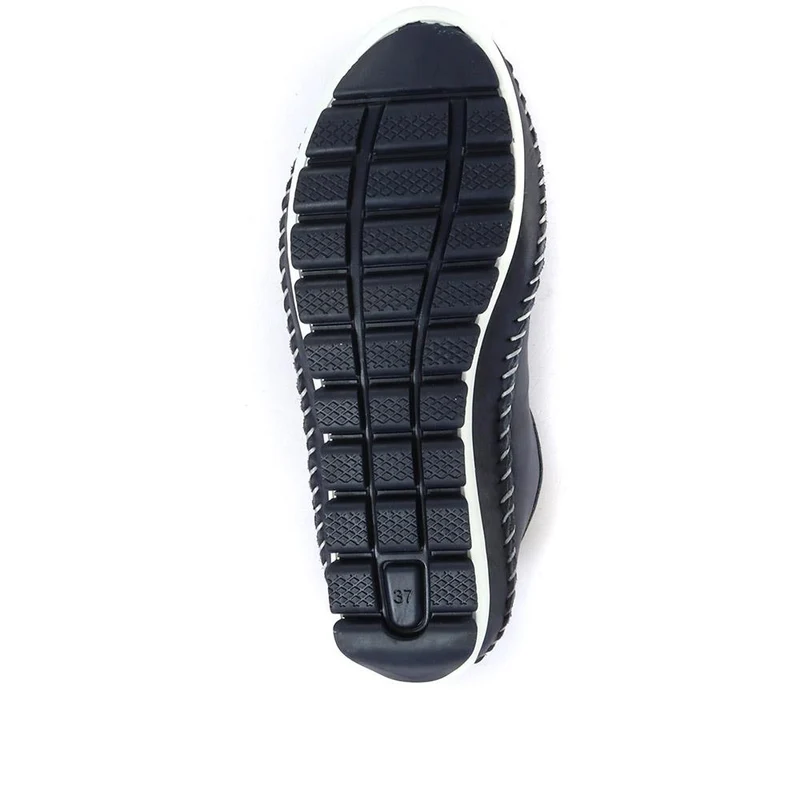 Leather Lace-Up Trainers - SIMIN31003 / 317 969 - Navy