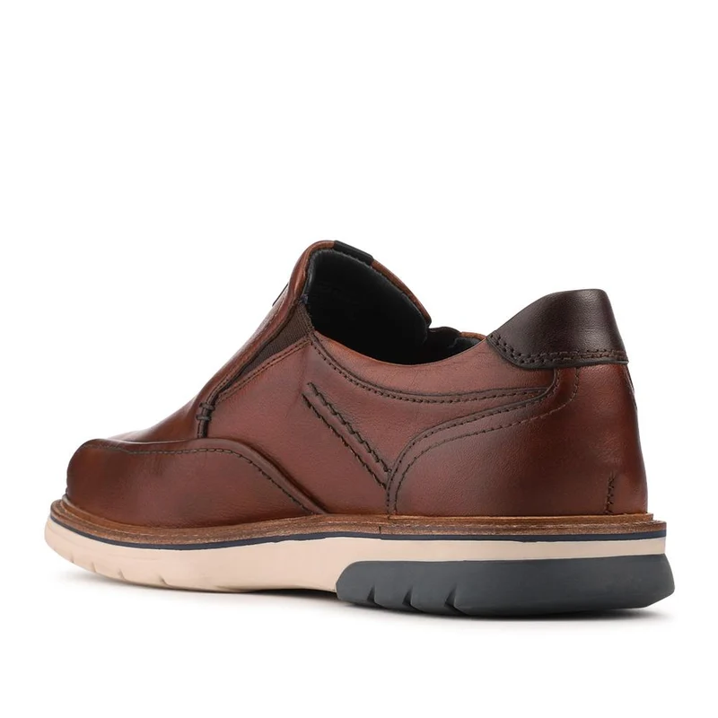 Leather Wide-Fit Slip-On Shoes - PARK41045 / 327 266 - Cognac