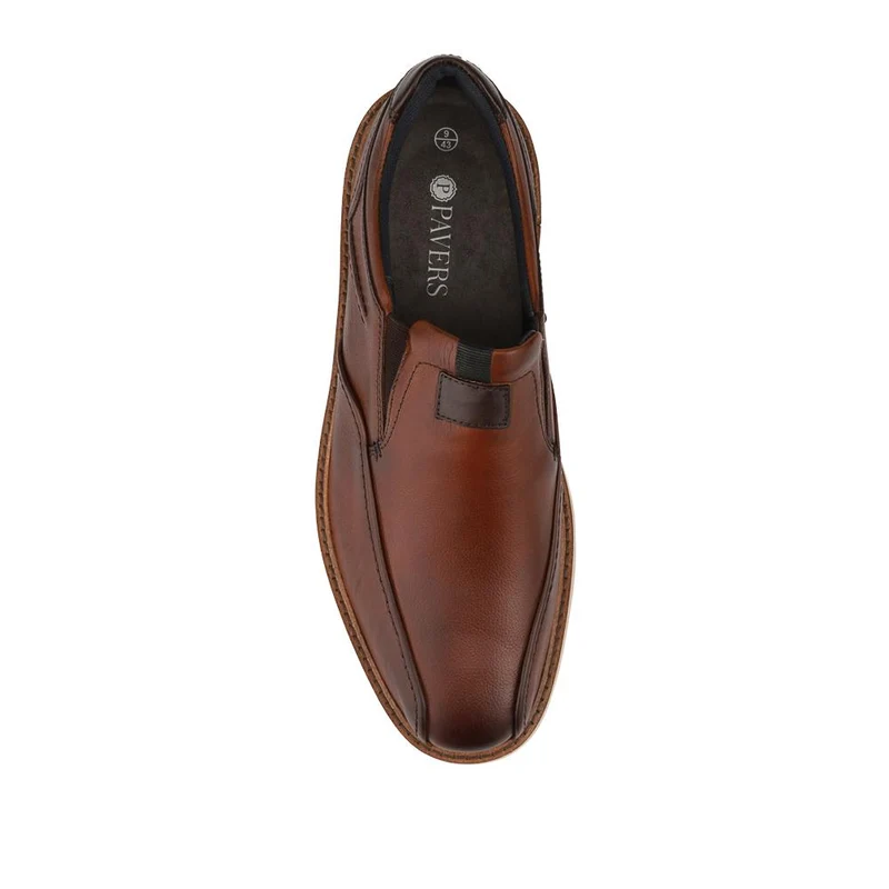 Leather Wide-Fit Slip-On Shoes - PARK41045 / 327 266 - Cognac