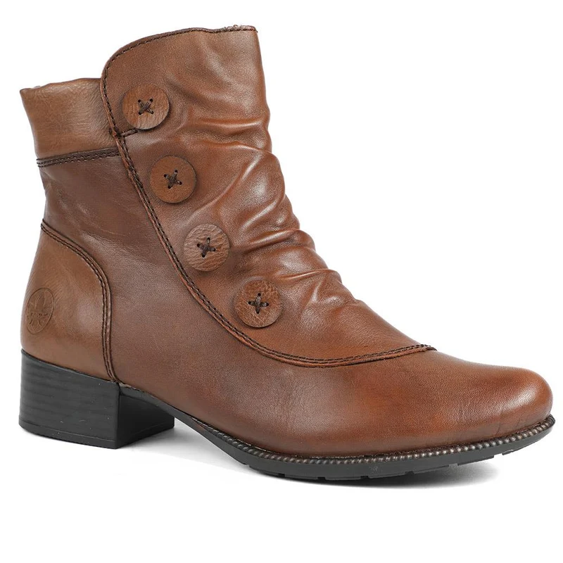 Rieker Leather Buttoned Ankle Boots - RKR42549 / 328 203