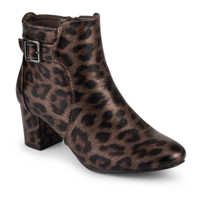 Heeled Buckle Detail Ankle Boots - WBINS38090 / 324 214
