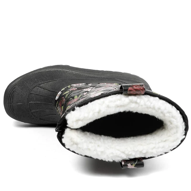 Fleece-Lined Snow Boots - SHINN40001 / 326 402 - Black Rose Floral