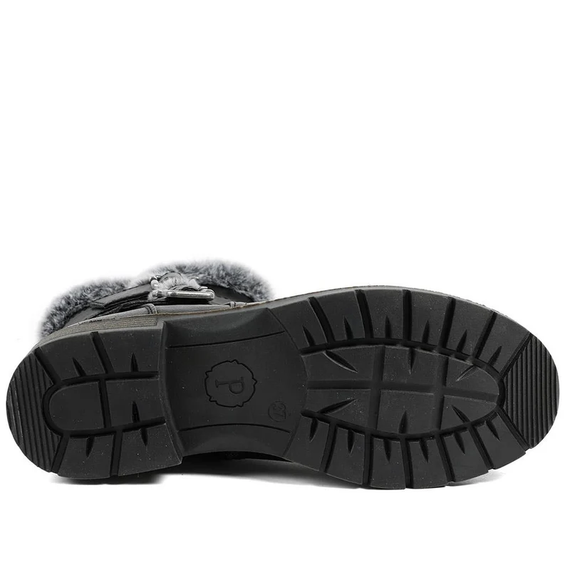 Warm Faux Fur Lined Ankle Boots - WBINS42080 / 328 416 - Black
