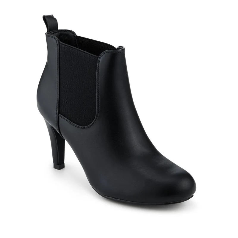 Smart Stiletto Heel Slip On Ankle Boots - WBINS42108 / 328 634 - Black