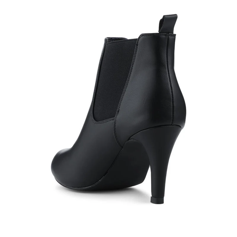 Smart Stiletto Heel Slip On Ankle Boots - WBINS42108 / 328 634 - Black