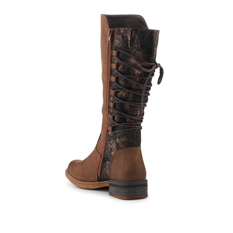 Rieker Water Resistant Zip Up Long Boots - RKR42555 / 328 200 - Brown