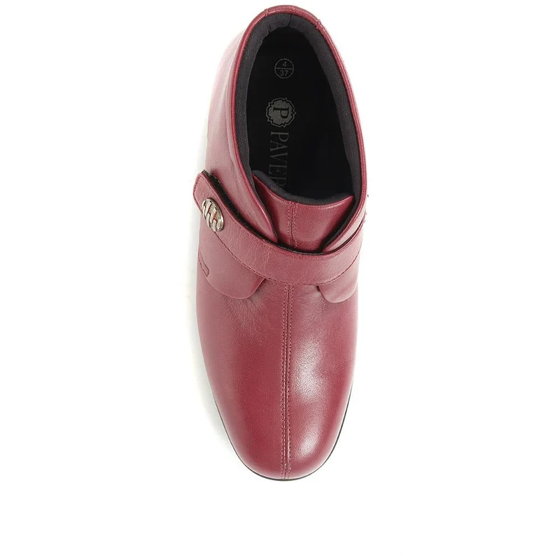 Leather Ankle Boots - KF28026 / 313 332 - Burgundy
