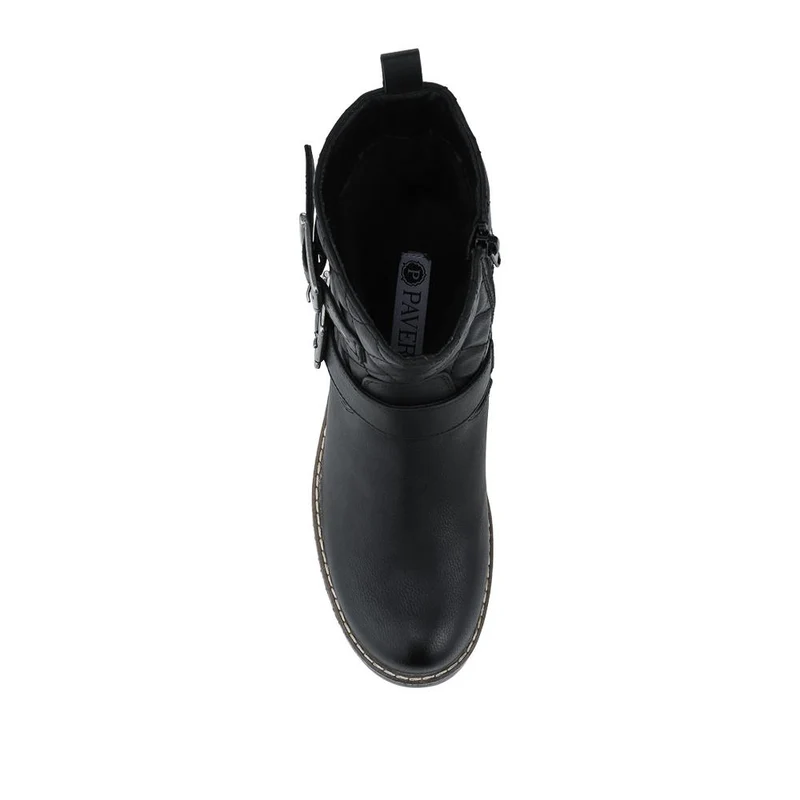 Quilted Dual Buckle Ankle Boots - WBINS42029 / 328 313 - Black