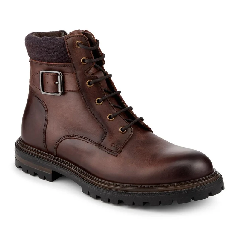 Leather Lace Up Boots With Buckle Detail - ITAR42006 / 328 364