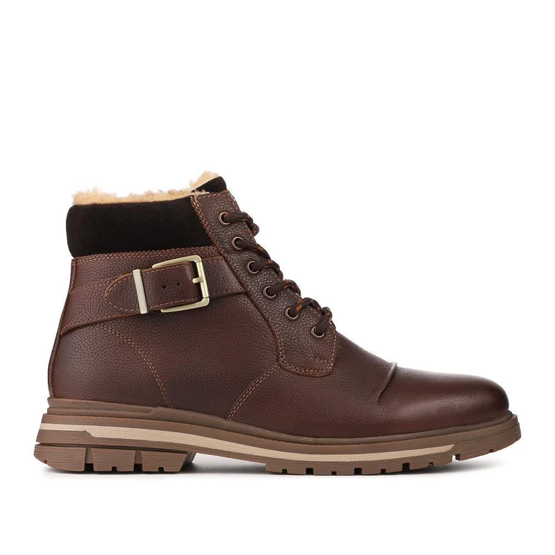 Warm Lined Leather Lace Up Boots - RNB42019 / 328 051 - Brown