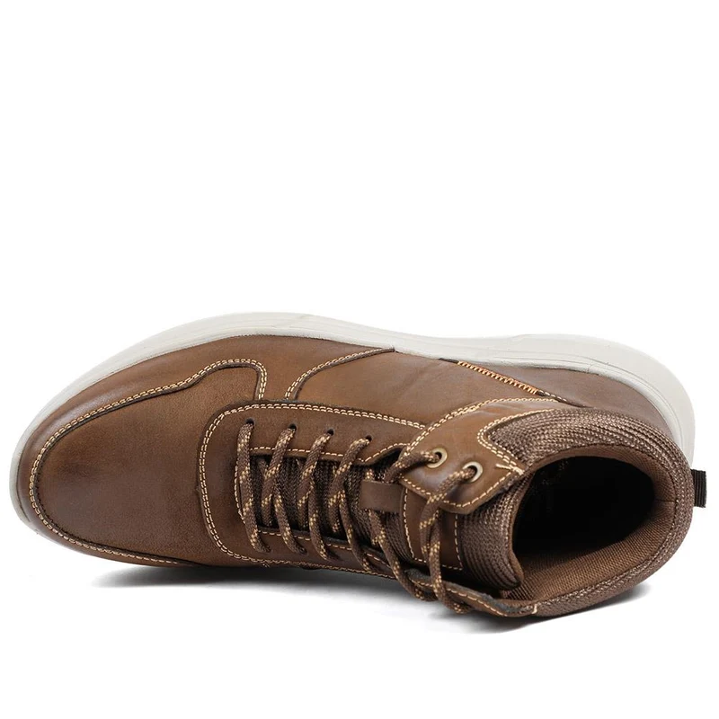 Wide Fit Leather Lace Up Trainers - RISI42000 / 328 243 - Brown