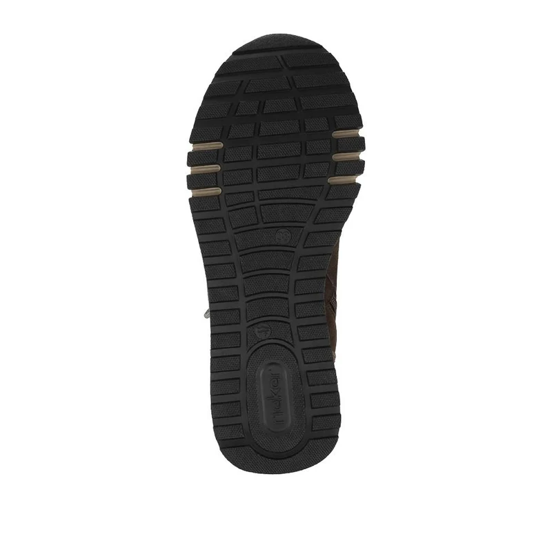 Rieker Wide Fit Leather Zip Up Trainers - RKR42548 / 328 202 - Brown Multi