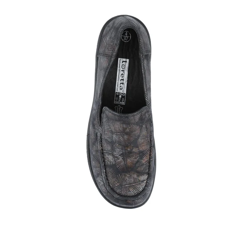 Loretta Smart Leather Loafers - HAK42002 / 327 851 - Black-Metallic Print