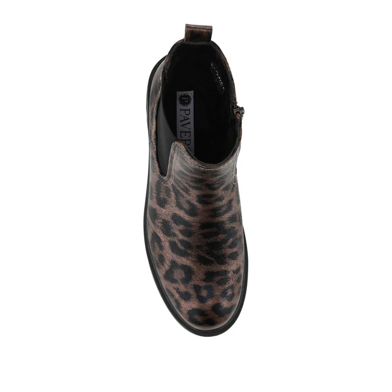 Chunky Zip Up Chelsea Boots - WBINS42082 / 328 122 - Brown Leopard