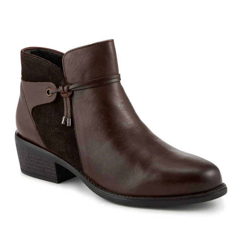 Leather Tasselled Block Heel Ankle Boots - PRFEM42015 / 328 635