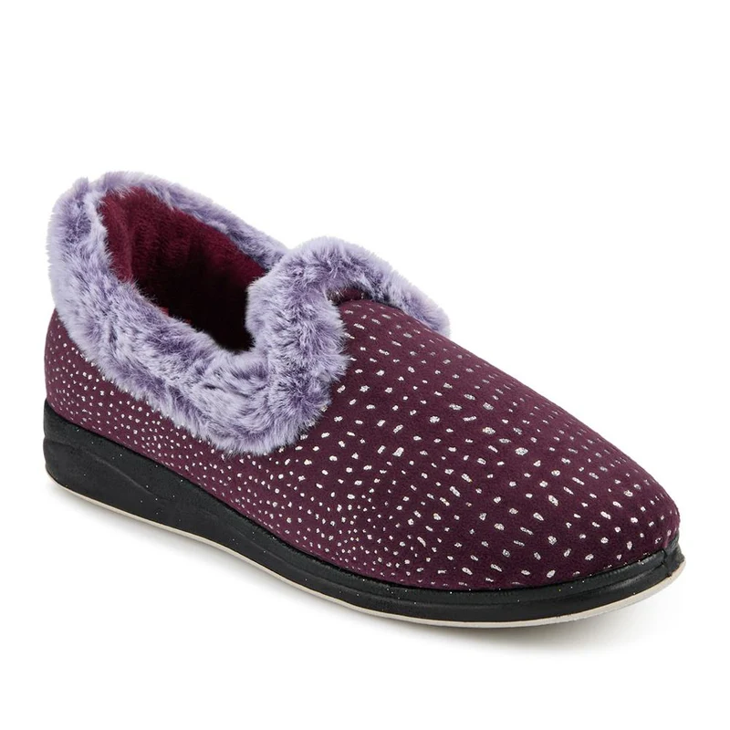 Just Step In Wide Fit Fur Cuff Slippers - QING42016 / 327 961