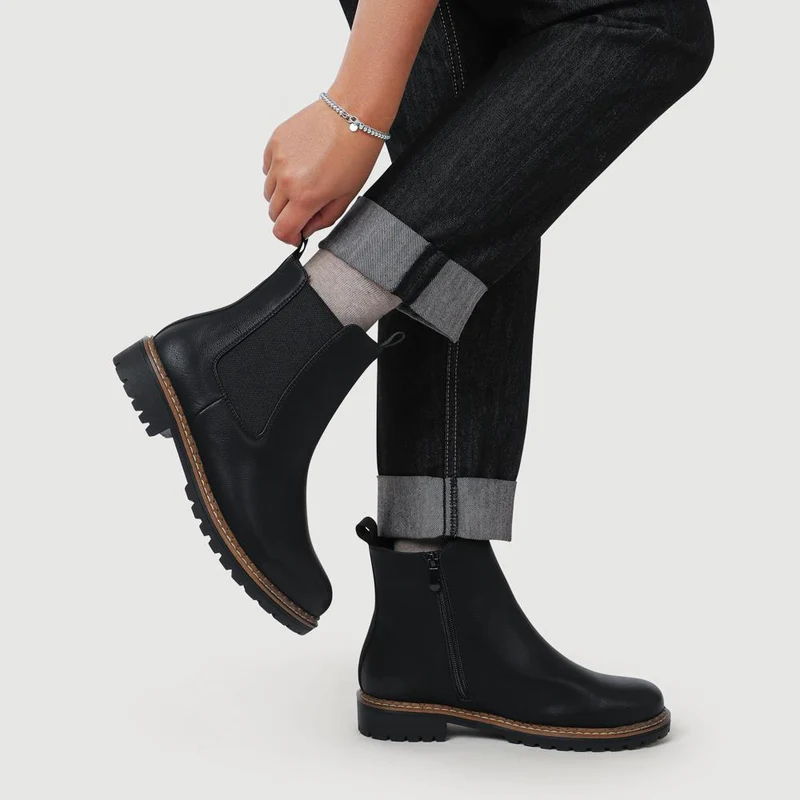 Wide Fit Slip On Boots With Side Zip - WK42004 / 328 123 - Black