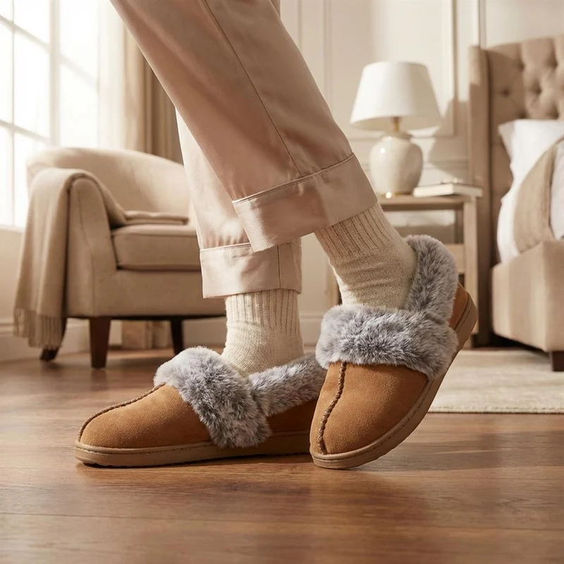 Luxury Velour Cushioned Slippers - GALOP42000 / 328 069 - Chestnut