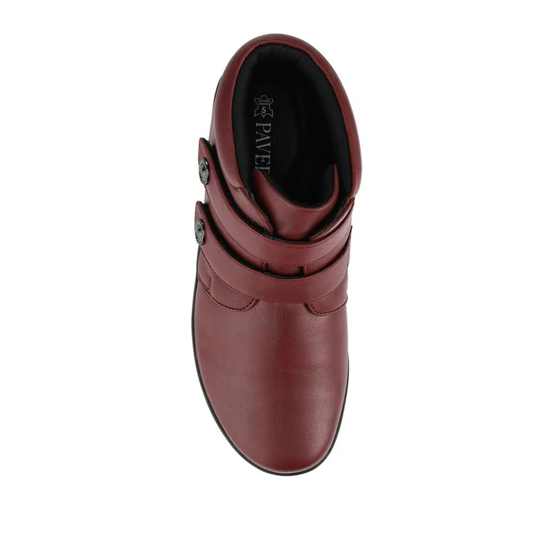 Wide Fit Leather Touch Fasten Boots - KF42005 / 328 423 - Burgundy