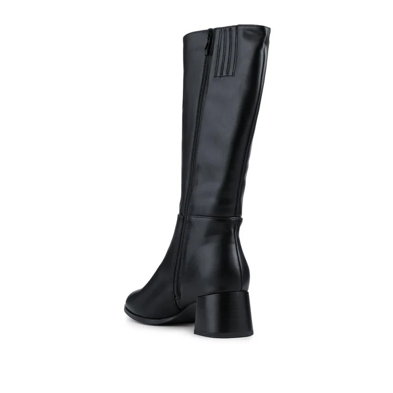 Smart Flare Heel Calf Length Boots - SANYI42020 / 328 054 - Black