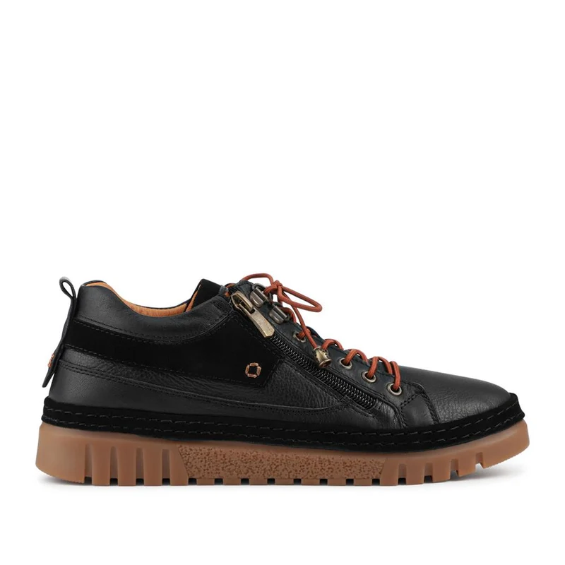 Leather Gum Sole Shoes With Zip Fastening - VITAS42001 / 328 497 - Black