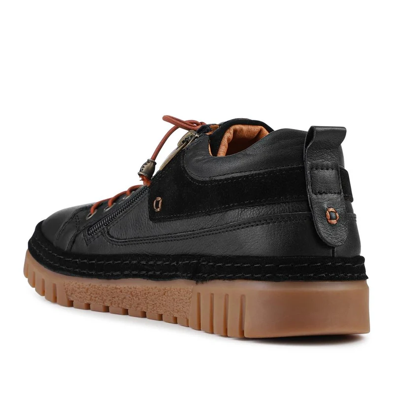 Leather Gum Sole Shoes With Zip Fastening - VITAS42001 / 328 497 - Black