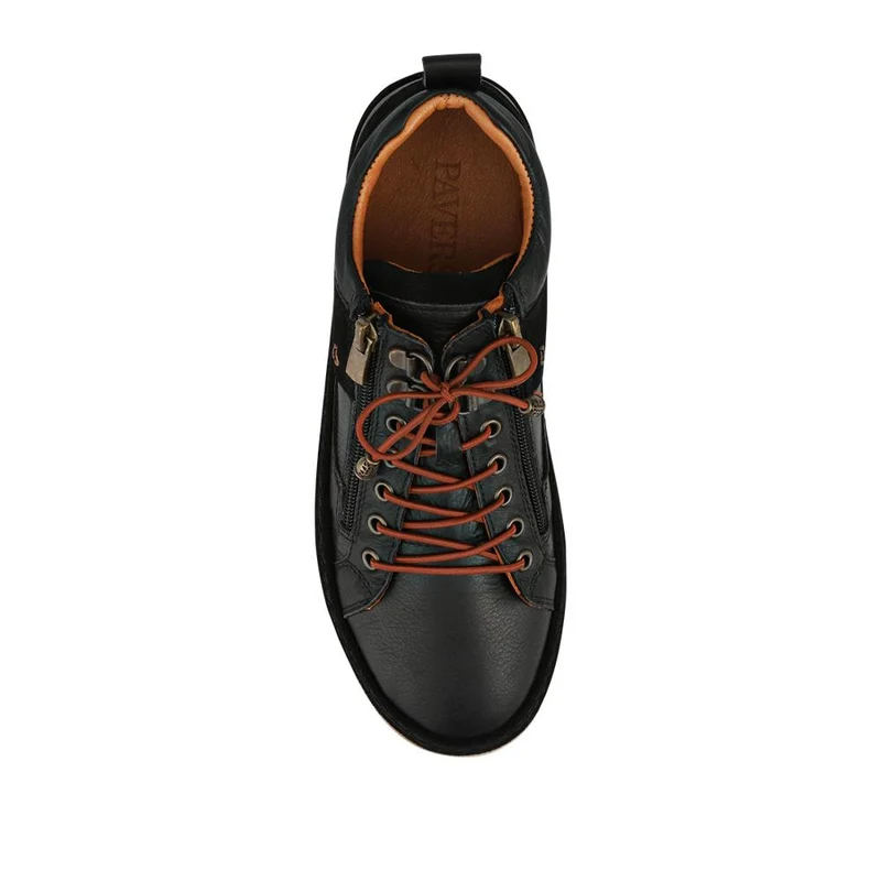 Leather Gum Sole Shoes With Zip Fastening - VITAS42001 / 328 497 - Black