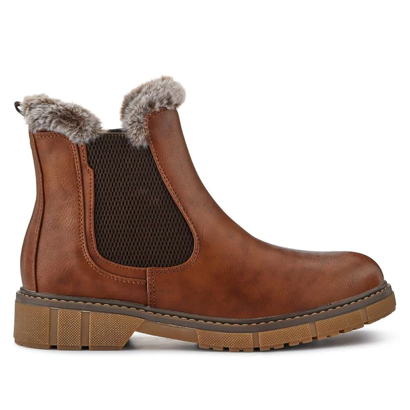 Faux-Fur-Lined Ankle Boots - BELWBINS40015 / 326 304 - Brown