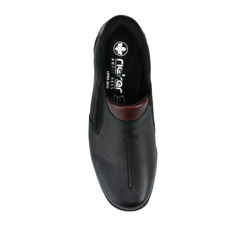 Rieker Wide Fit Leather Slip On Shoes - RKR42523 / 327 689 - Black