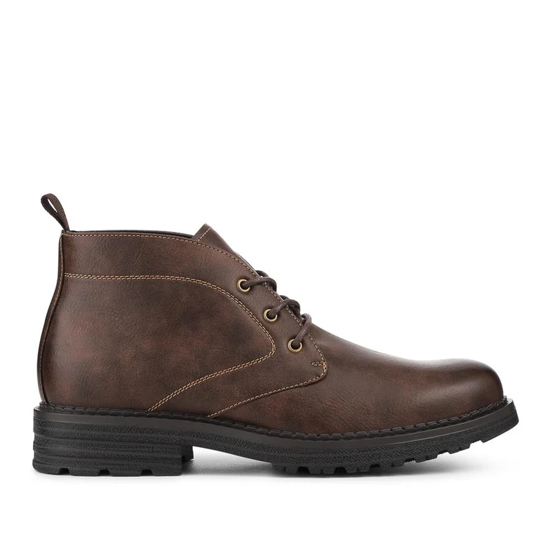 Lace Up Casual Block Heel Chukka Boots - XINGH42005 / 328 164 - Brown