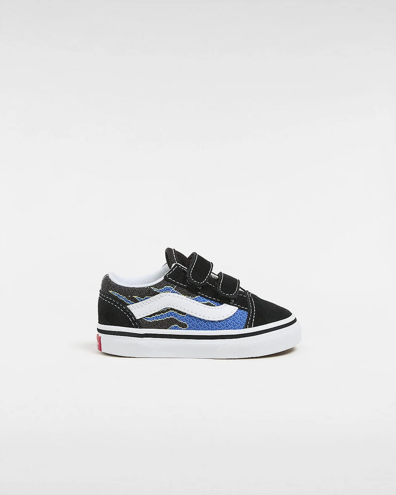 VANS Old Skool V Pixel Flame-Turnschuhe für Kleinkinder – Schwarz