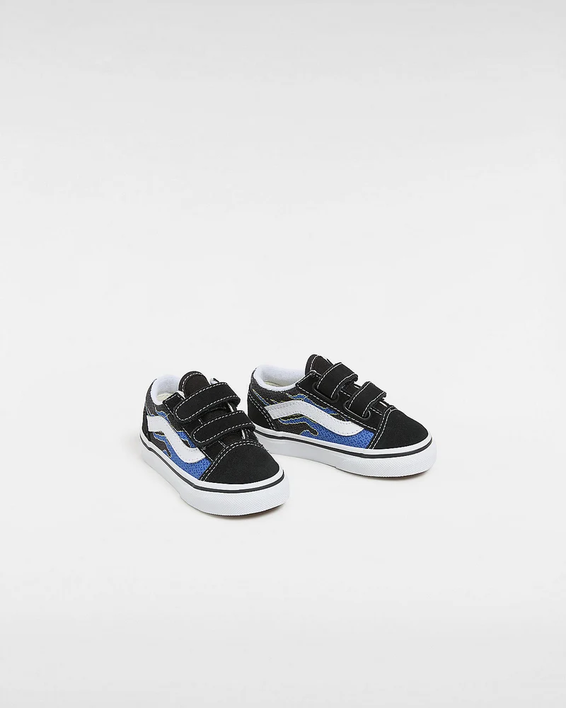 VANS Old Skool V Pixel Flame-Turnschuhe für Kleinkinder – Schwarz