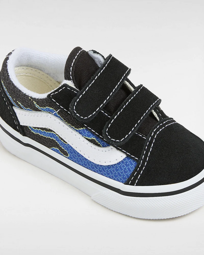 VANS Old Skool V Pixel Flame-Turnschuhe für Kleinkinder – Schwarz