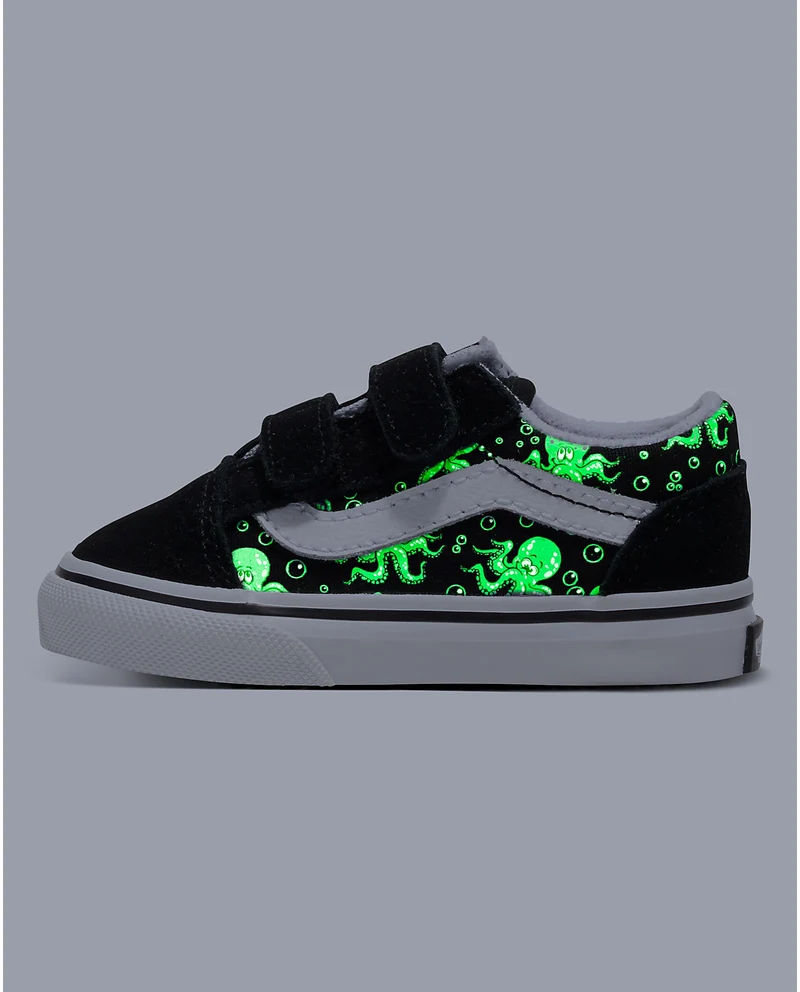 VANS Kleinkinder Old Skool V Glow Octopus Turnschuhe – Schwarz / Lila