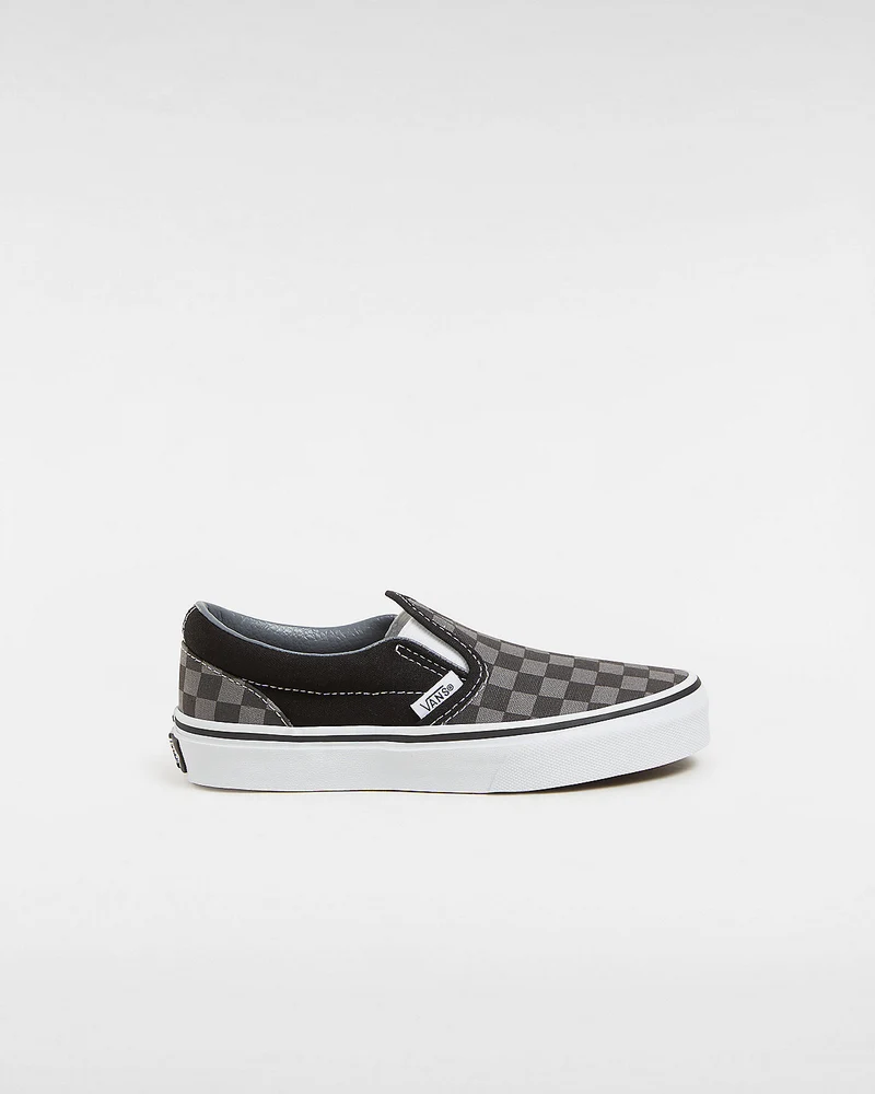 VANS Klassische Slip-On-Schachbrett-Sneaker für Kinder – Schwarz/Zinn