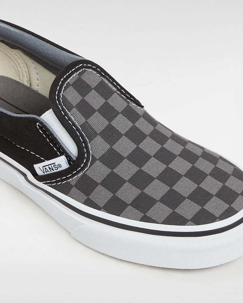 VANS Klassische Slip-On-Schachbrett-Sneaker für Kinder – Schwarz/Zinn