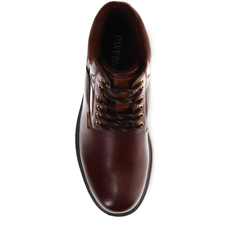 Wide Fit Lace-Up Casual Boots - XINGH40007 / 325 761 - Dark Brown