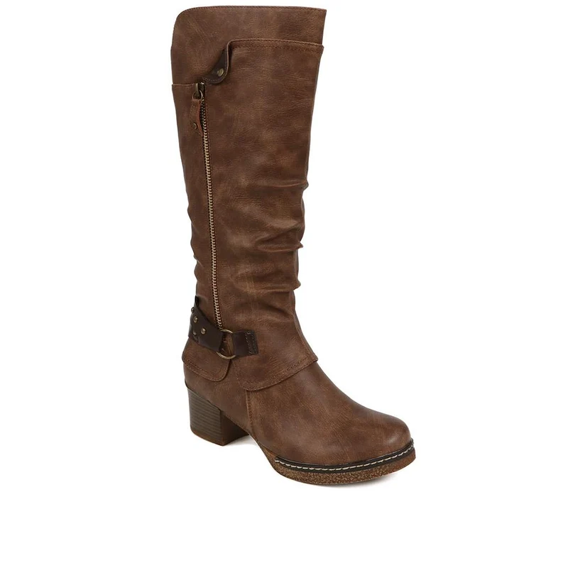 Block-Heeled Long Boots - WOIL38051 / 324 748 - Brown