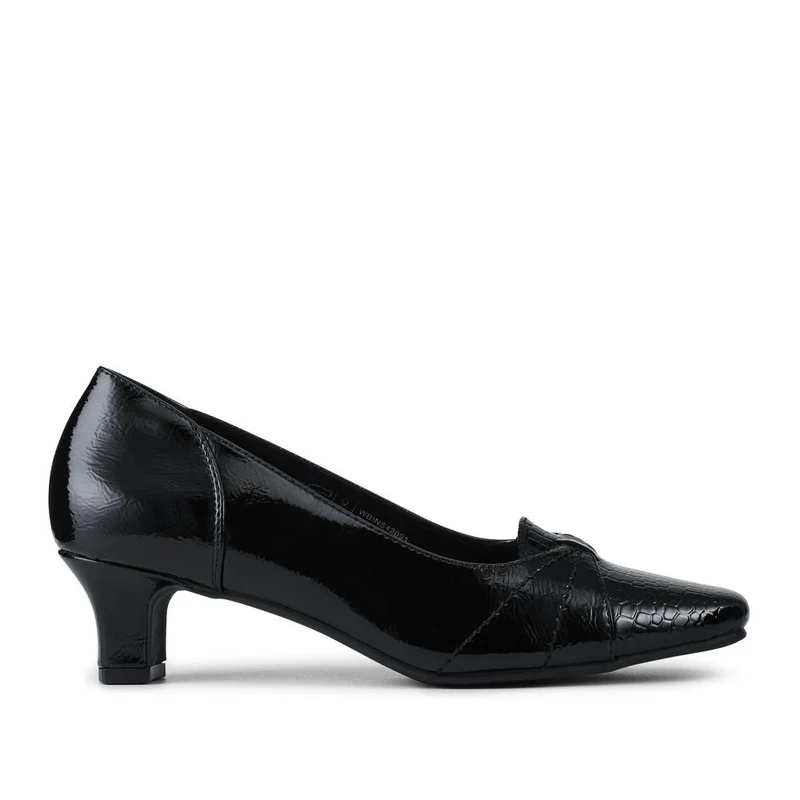 Smart Kitten Heel Court Shoes - WBINS42091 / 328 235 - Black Patent