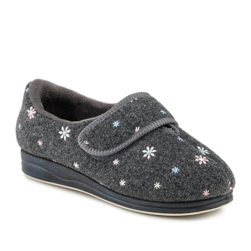 Just Step In Extra Wide Adjustable Fasten Slippers - BRIDIE / 327 959