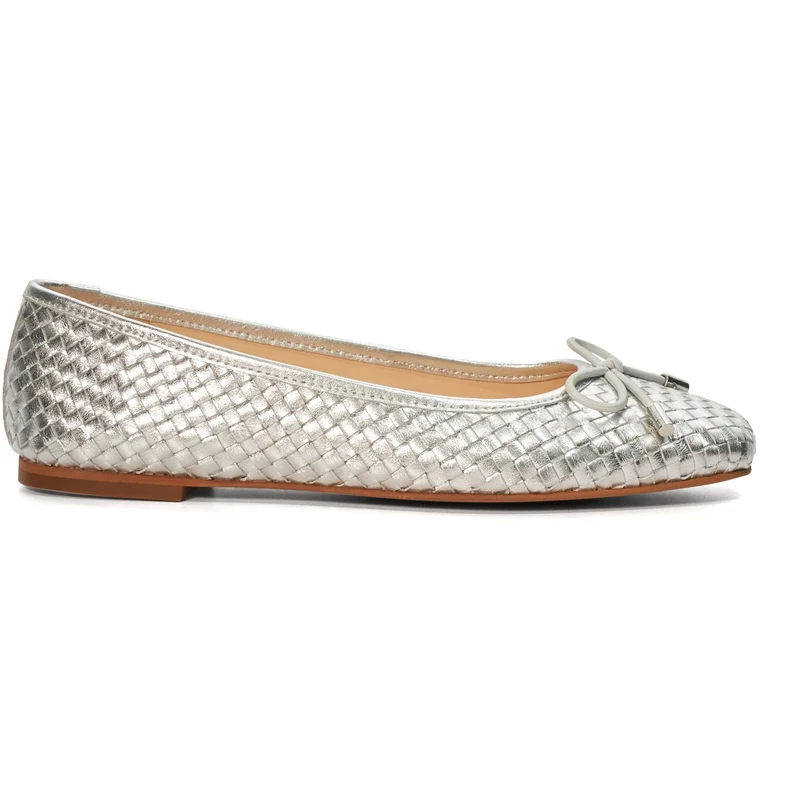 Dune Heights Ballerina-Pumps für Damen – Silber