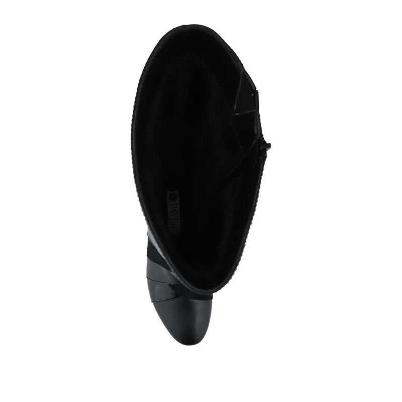 Block Heel Faux Leather Long Boots - WBINS42078 / 327 968 - Black