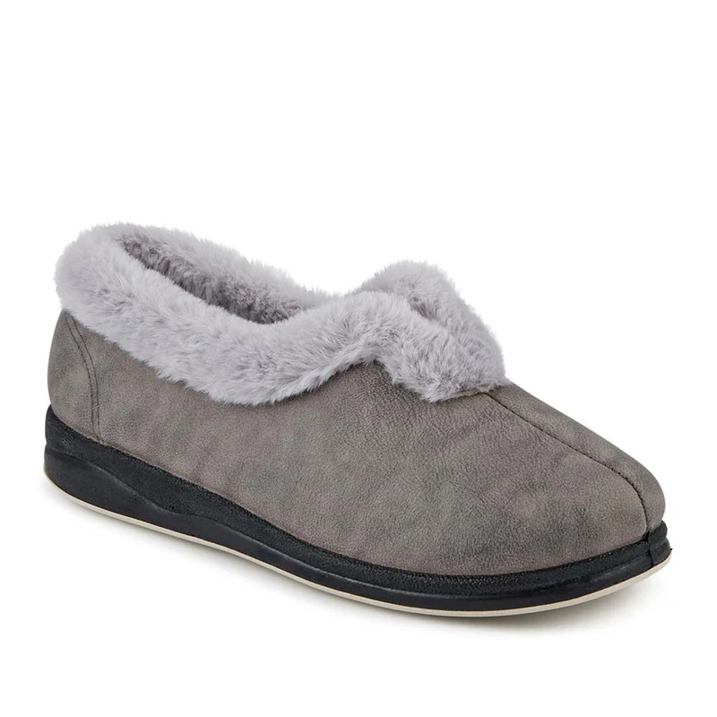 Wide Fit Memory Foam Cosy Slippers - QING42006 / 327 933 - Grey