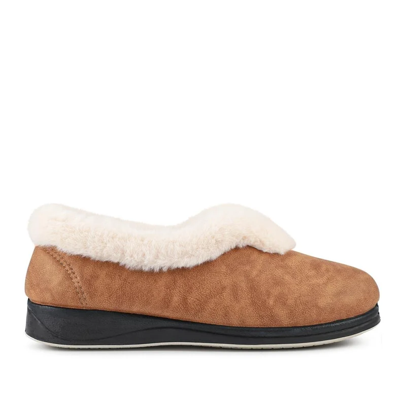 Wide Fit Memory Foam Cosy Slippers - QING42006 / 327 933 - Chestnut
