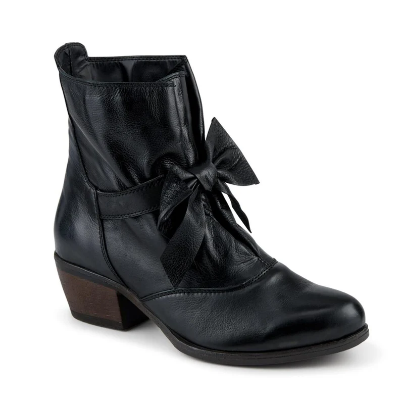 Bellissimo Leather Bow Boots - BELKARY42001 / 328 474 - Black
