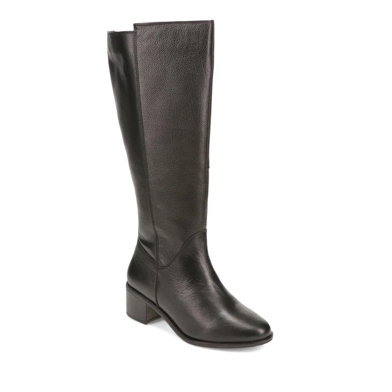 Wide-Fit Leather Long Boots - CDINT40001 / 326 602 - Black