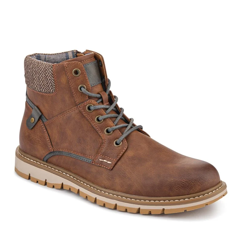 Lace Up Boots With Fabric Cuff - WOIL42026 / 327 955
